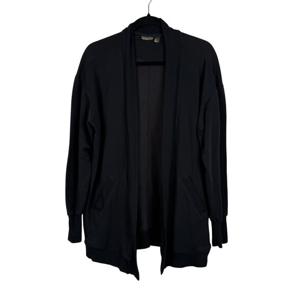 Z by Zella Black Fleece Peaceful Open Cardigan Sweater w/ Pockets - Medium - Picture 1 of 3